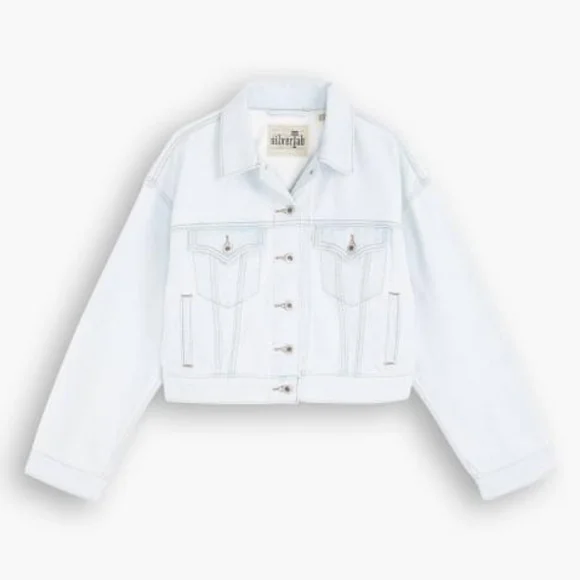 NWT Levi's SilverTab Light Wash Home Sweet Home Cropped Trucker Jacket M - Picture 3 of 6